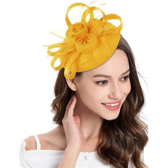 Fascinator Church Derby Hat Pillbox Hats Yellow main image 6